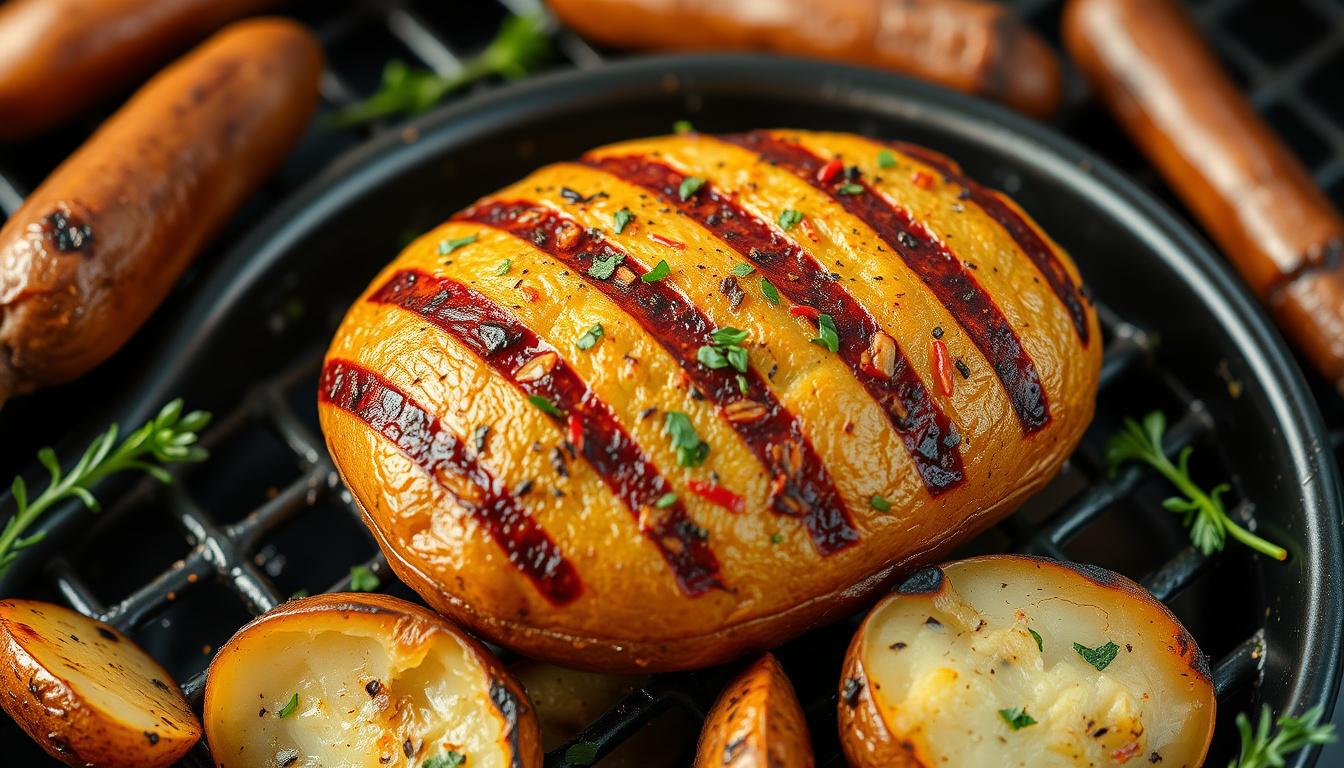 how to grill baked potatoes fast