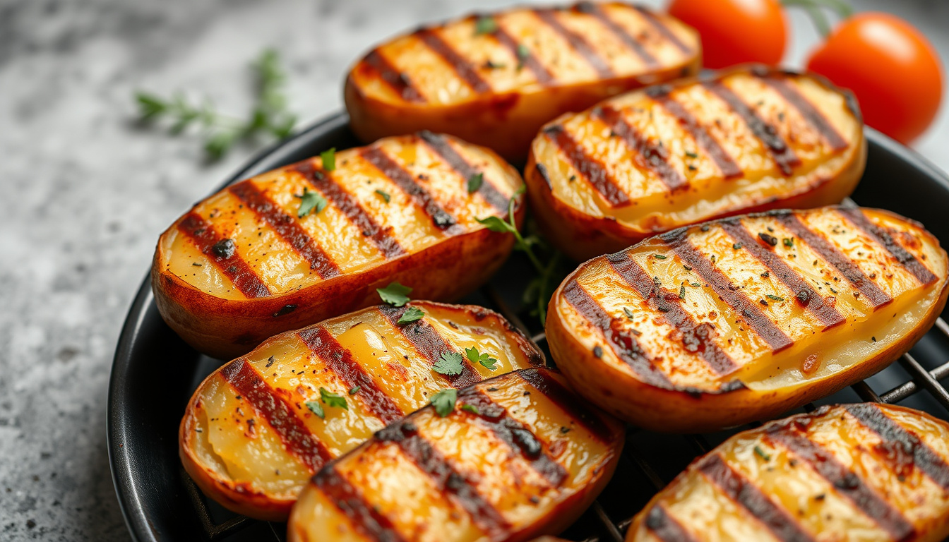 how to grill baked potatoes fast